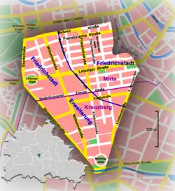 Location of Friedrichstadt within Berlin