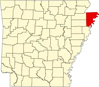 State map highlighting Mississippi County