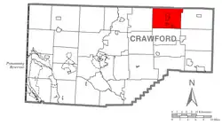 Location of Bloomfield Township in Crawford County