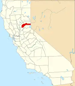 State map highlighting Nevada County