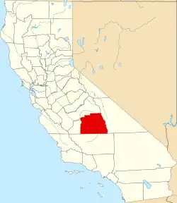 State map highlighting Tulare County