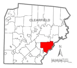 Map of Clearfield County, Pennsylvania highlighting Decatur Township