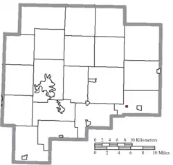 Location of Salesville in Guernsey County