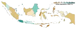 Provinces of Indonesia by urban population percentage