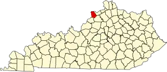 Map of Kentucky highlighting Trimble County