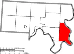 Location of Lebanon Township in Meigs County