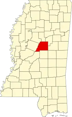 Map of Mississippi highlighting Attala County