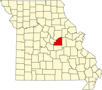 A state map highlighting Osage County in the middle part of the state.