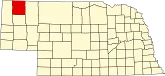 Map of Nebraska highlighting Dawes County