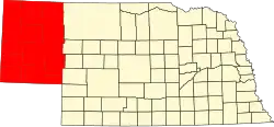 Map of Nebraska highlighting the panhandle