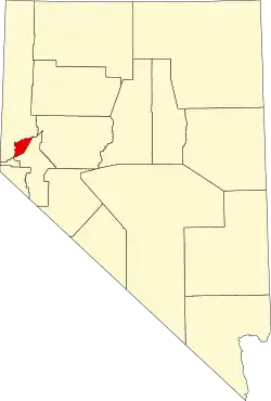 Map of Nevada highlighting Storey County