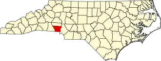 State map highlighting Gaston County