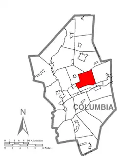 Map of Columbia County, Pennsylvania highlighting North Centre Township