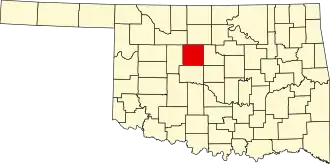 State map highlighting Kingfisher County