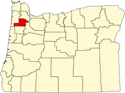 State map highlighting Yamhill County