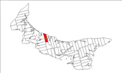 Map of Prince Edward Island highlighting Lot 20