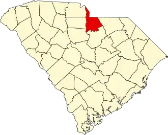 Map of South Carolina highlighting Lancaster County