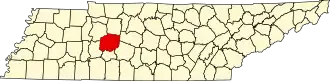 State map highlighting Hickman County