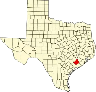 State map highlighting Wharton County