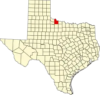 State map highlighting Wilbarger County