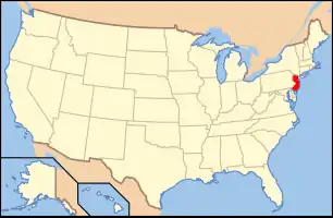 Map of the United States with New Jersey highlighted