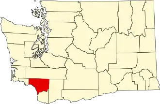 State map highlighting Cowlitz County