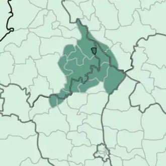 This map shows the region of north India that falls under Puadh.