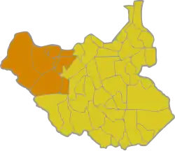 Location of the diocese within South Sudan