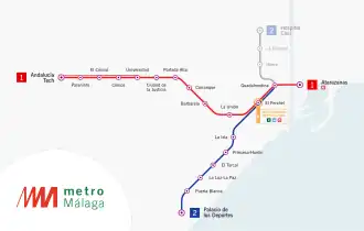 Map of the Málaga Metro network