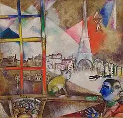 Marc Chagall, 1913, Paris par la fenêtre (Paris Through the Window), oil on canvas, 136 × 141.9 cm