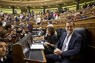 Mariano Rajoy seated in the Congress of Deputies
