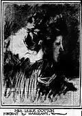 Sketch portrait of Mariette Leslie Cotton by John Singer Sargent, reproduction in the New York Herald, March 22, 1908, p. 4