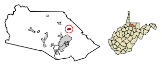 Location of Rivesville in Marion County, West Virginia.