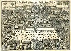 The marketplace of Leipzig with the old town hall, 1712