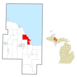 Location within Marquette County (red) and the administered community of Trowbridge Park (pink)