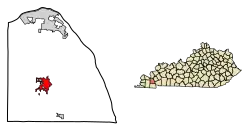Location of Benton in Marshall County, Kentucky.