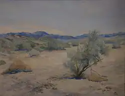 Early in the Day in Desert Quiet by Mary Agnes Yerkes, 1965, oil on canvas board.