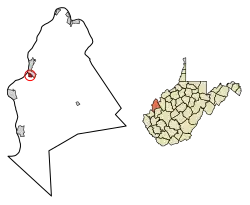 Location of Henderson in Mason County, West Virginia.