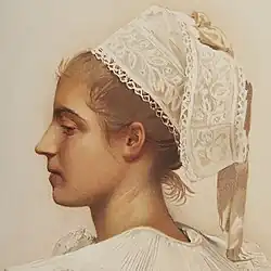 lithograph - Young Breton Lady in Profile