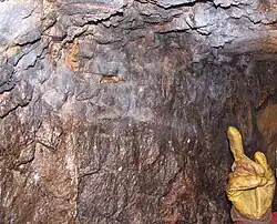 Gallery with fire-setting residue, 12th to 13th century