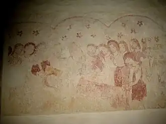 Medieval wall painting in the nave of Sutton Bingham Church