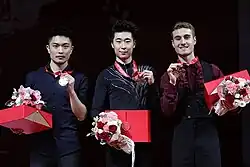 The men's event medalists at the 2019 Cup of China