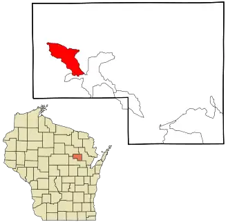 Location in Menominee County and the state of Wisconsin.