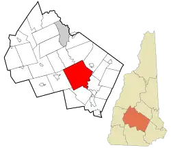 Location in Merrimack County and the state of New Hampshire