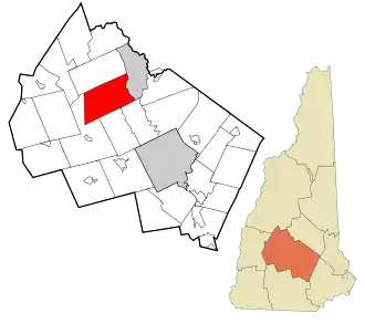 Location in Merrimack County and the state of New Hampshire