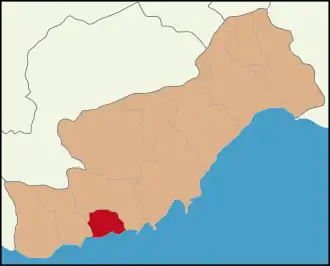 Map showing Aydıncık District in Mersin Province