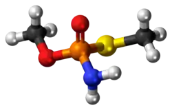 Ball-and-stick model of the methamidophos molecule