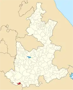 Location of the municipality in Puebla