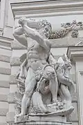 Statue of Hercules slaying the Lernaean Hydra, exterior façade statuary on St. Michael's wing