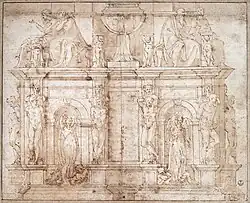 Michelangelo Second design for wall tomb for Julius II.